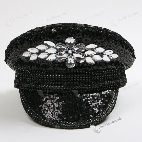 Jewelry Steampunk Black Hat Music Festival & Neon Light Captain Hat - Picture 2 of 4